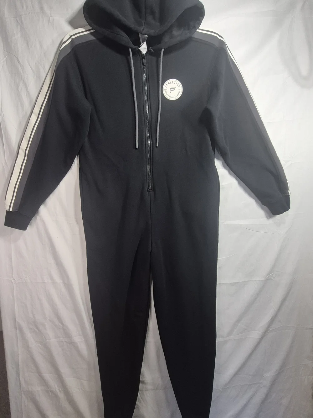 Fabletics Black Zip-Front Hoodie with White Brand Tag